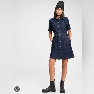 Gap Blue Denim belted Mini Dress / 4 Petite